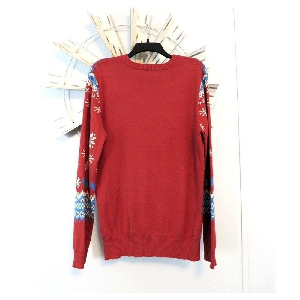Disney Mickey Mouse Holiday Christmas Sweater Red Isle Knit Pattern Size Large - Picture 7 of 9